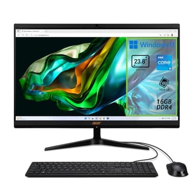 Acer Aspire C24-1800 Computer Fisso All in One, Pc Desktop, Processore Intel Core i5-12450H, Ram 16 GB DDR4, 1024 GB SSD, Display 23.8" IPS FHD LED LCD, Intel UHD, Wifi, Webcam, Windows 11 Home