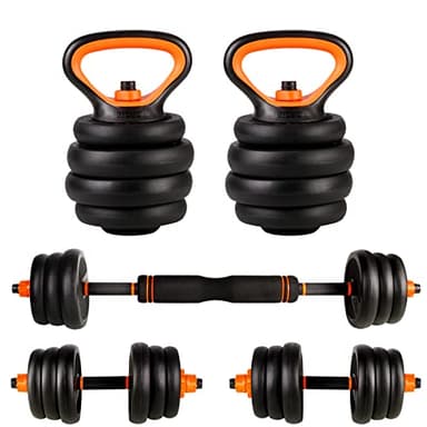 CCLIFE manubri regolabili palestra 2 Set, set di pesi professionale con manubri corti e barra lunga collegata con tubo in acciaio
