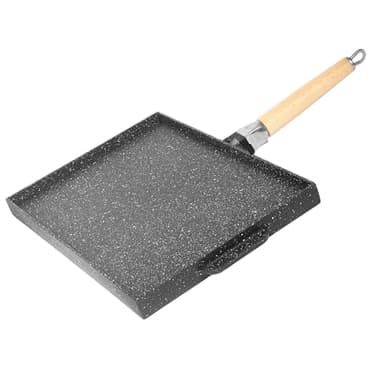 NAMAI - Bistecchiera Antiaderente Pietra, 41CM x 25CM, Alluminio Pressofuso, Lati Grill e Liscio, Padella Manico Removibile, Made In Italy