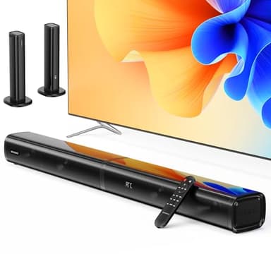 MEVOSTO Soundbar TV 2.2CH Separabile Altoparlante per TV 2 in 1 80 W Potenza di Woofers Doppio Incorporato con ARC/Ottico/AUX/BT 5.0 Bassi/Alti Regolabile Teatro a Casa