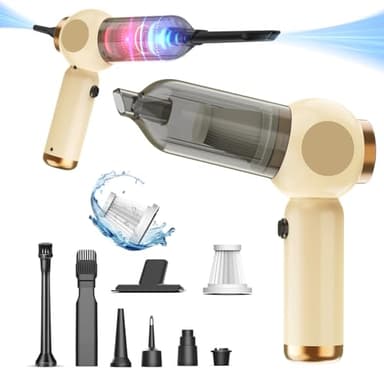 Aspirabriciole Senza Fili, 20000Pa 4 in 1 Aspirapolvere Auto Portatile,Aspiratore e Soffiatore con Motore Brushless,USB C Mini Aspirapolvere Potente per Auto Casa Ufficio Peli di Domestici (Yellow)