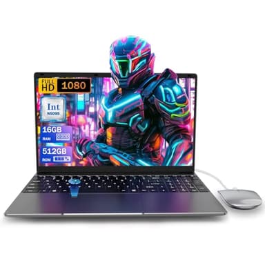 Laptop PC Computer 16 GB RAM LPDDR4 512 GB SSD 15,6 pollici UHD Celeron N5095 Processore Computer con Touch ID WiFi5 Bluetooth 4.0 Tipo C USB 3.0 (Film tastiera inclusa)