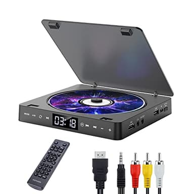Gueray Lettore DVD per TV Tutte le regioni Free Portatile Mini DVD CD Lettore con HD 1080P HDMI/AV USB/3.5MM AUX Port, Includere Telecomando HDMI & Cavo AV (dvd-708)