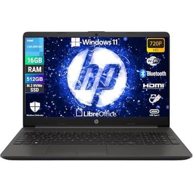 HP 250 G9, Notebook Computer Portatile, Intel N4500, Display HD da 15,6", Ram 16 Gb DDR4, SSD NVMe 512 Gb, W11 Pro, Libre Office Preconfigurato