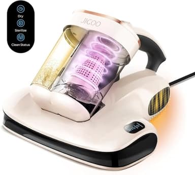 JIGOO S100 Battimaterasso, Aspiratore per materassi con luce UV e vibrazione, aspirapolvere antiacari, sensore acaro della polvere, indicatore LED, ultrasuoni, rimuove il 99,9%, per materassi, letti