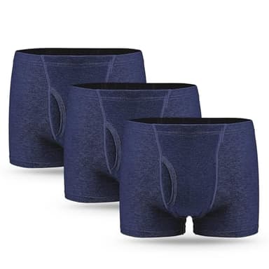Confezione da 3 Boxer per Incontinenza da Uomo con Tampone Assorbente per Urina da 300 ML in Cotone Lavabile e Riutilizzabile Mutande Uomo per Incontinenza Blu Taglia L