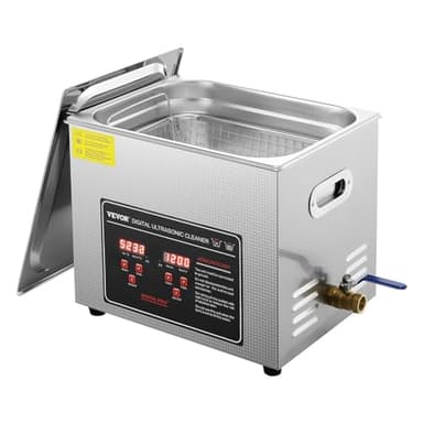 VEVOR Pulitore a Ultrasuoni Display Digitale in Acciaio Inox Capienza 10 Litri con Riscaldamento Tempo Temperatura Regolabile, Macchina Pulitrice a Ultrasuoni per Gioielli Occhiali Orologi Laboratorio