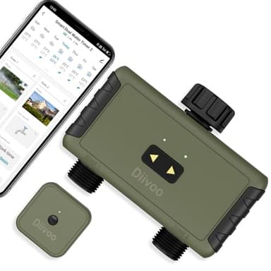Diivoo Timer Irrigazione WiFi con Hub, 2 uscite Centralina Irrigazione WiFi per Irrigazione Automatica, Programmatore Irrigazione WiFi di Irrigazione della Piscina del Prato (WiFi - 2 Vie)