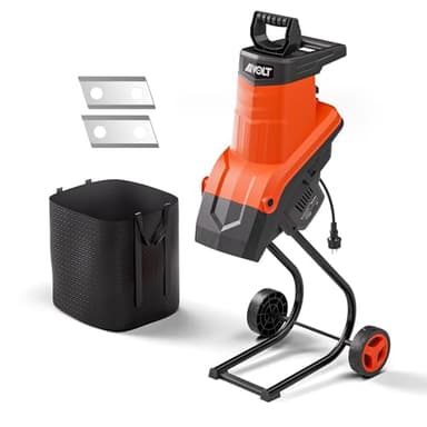 AIVOLT Biotrituratore Elettrico Trituratore Rami Trituratore Rami e Foglie 2500 W, Spessore del Ramo 45 mm, Sacco di Raccolta da 50 L e un Paio di Lame di Ricambio Incluso