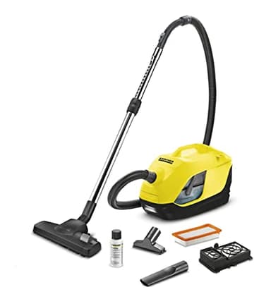 Kärcher DS 6 - Aspirapolvere a Traino, Aspirapolvere potente con filtro dell'acqua, Aspiratore con filo, Accessori e bocchette per Mobili, Giallo/Nero