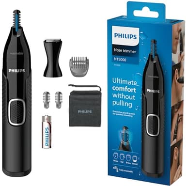 Philips Series NT5650/16 5000, rifinitore a batteria per naso, orecchie e sopracciglia, nero (confezione da 1)