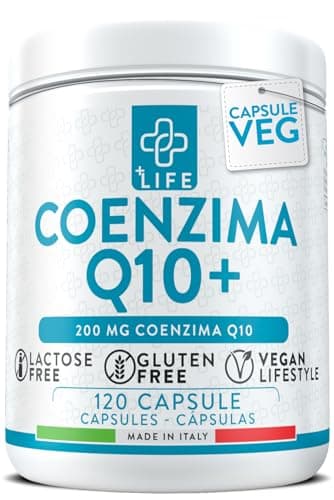 Coenzima Q10 200mg PiuLife® 120 Capsule Q10 Coenzima Da Ubiquinone Antiossidante Antiage, CoQ10 Integratore Pelle, Sistema Immunitario, Integratore Energia Contro i Radicali Liberi, Coenzyme Q10