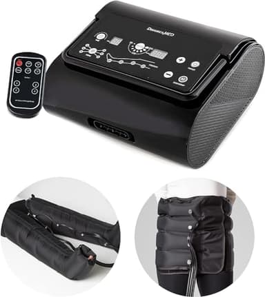 Dinamicamed ® Premium 4.0 Pressoterapia Linfodrenaggio Professionale Digitale Compact, Pressoterapia per Casa con 6 Programmi Di Lavoro, 4 Camere d'Aria con 2 Gambali XL e Fascia Addome