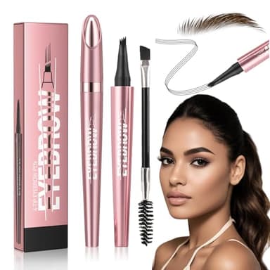 Matita Sopracciglia 3D impermeabile- 2025 Matita Sopracciglia Microblading Testa Della Penna a Quattro Punt Matita Per Sopracciglia Liquida Waterproof Trucco Naturale Di Lunga Durata(Marrone scuro)