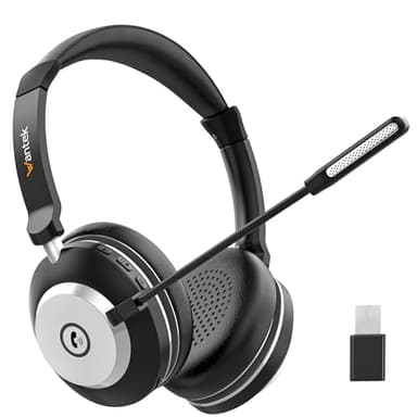 Wantek Cuffie wireless con microfono, Cuffie senza fili Bluetooth USB Dongle per PC/Ufficio/Zoom/Skype/Laptop