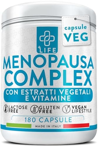 Integratore Menopausa Completo 180 Capsule PiuLife® 3 Al Giorno, Vampate, Stanchezza Fisica Mentale, Relax, Gonfiore Addominale, Con Dioscorea Villosa, Salvia Menopausa, Passiflora, Trifoglio Rosso