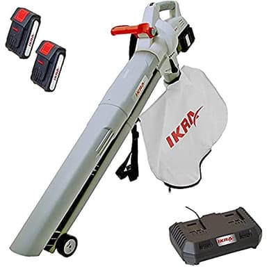 IKRA 3in1 aspiratore soffiatore trituratore a batteria ICBV 2/20, incl. 2 batterie e doppio dispositivo di carica rapida, Grigio/rosso.
