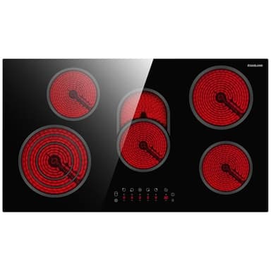 GASLAND CH90BF Piano cottura in vetroceramica, 90 cm, 5 zone di cottura, piano cottura elettrico da incasso con controllo touch, 8500 W, incluso zone triple e ovali