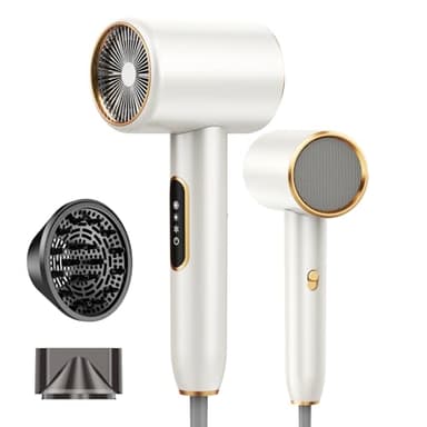 Asciugacapelli Ionico 2400W, Phon Capelli Professionale, 2 Velocità 3 Impostazioni di Calore, Hair Dryer Capelli ad Asciugatura Rapida, Phone Capelli con Diffusore Capelli Ricci e Concentratore