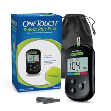 OneTouch Select Plus Flex® Glucometro | Sistema per l‘automonitoraggio della glicemia | contiene 1 glucometro, 1 dispositivo pungidito, 10 lancette sterili