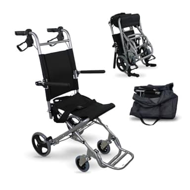 Mobiclinic, Sedia a rotelle da transito, Neptuno, Alluminio, Pieghevole, Freno sulle maniglie, Marchio europeo, Poggiapiedi pieghevoli, Braccioli pieghevoli, Leggero, Cintura di sicurezza, Ergonomia