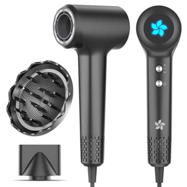 Asciugacapelli Ionico, Phon Capelli Professionale, Phon al Plasma da 400 Milioni con Diffusore, Motore brushless da 110.000 giri/min per Asciugatura Rapida, 57dB Rumore Basso per Viaggio e Familiari