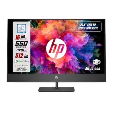 HP ProOne, All In One Pronto all'uso, Display 23,8" FHD, Borderless, Intel i5-9600 6 Core 3.1Ghz, Ram 16GB SSD 512GB W11, Libre Office (Ricondizionato)
