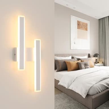 Comely Applique da Parete Interno LED, 32 W 3600 LM Lampada da Parete Moderna Lunga, Bianca Lampada a Muro in Alluminio per Camera da letto Soggiorno Bagno Corridoio, Bianco Caldo 3000 K