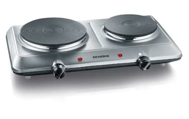 SEVERIN DK 1014 Fornello elettrico a due fuochi, Ø 18 cm x 1500 W + Ø 15 cm x 1000 W, Fondelli in ghisa indeformabili, Controllo in continuo della temperatura con 2 termostati, corpo in acciaio inox