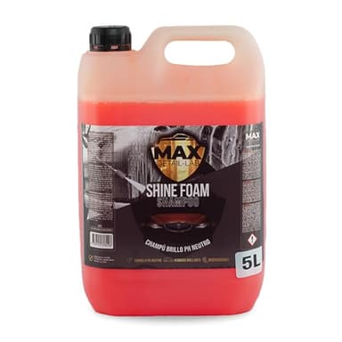 MAX DETAIL-LAB - Shine Foam - Shampoo Auto Schiuma Attiva Lavaggio PH Neutro, Snow Foam Finitura Gloss, Detergente Sapone Esterno con Cera, Pulizia Detailing Professionale Lava Car Moto 5L