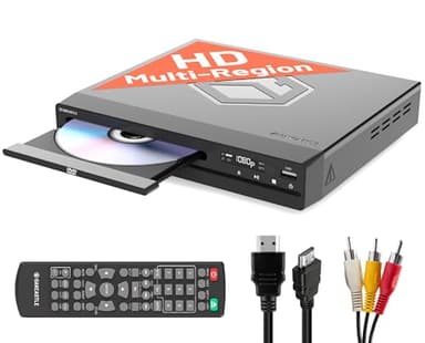 Lettore DVD per TV HDMI | DVD Player con Riproduzione di Dischi Multi Regione | Lettori per TV 1080 HD con Connettività HDMI RCA e AV | Riproduzione USBMP3 | Oakcastle DVD100