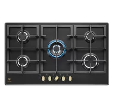 Electrolux KGS 9536 RN - Teglia da forno a gas, finitura in ghisa nera con manici in bronzo, 90 cm