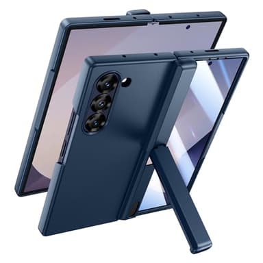 Doeshine Cover per Samsung Galaxy Z Fold 6, [Protezione Schermo in Vetro Temperato e Supporto] [Protezione di Livello Militare], Ricarica Wireless, Protettiva Hard PC Phone Custodia 5G 2024 (Blu)