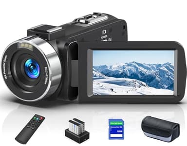 Delmodes 8K 64MP Videocamera 18X Digital Zoom IR Visione Notturna Touch Screen 3.0 Pollici WiFi Vlogging Videocamera per YouTube con Scheda SD 32 GB, Microfono, Batterie e Telecomando 2.4G
