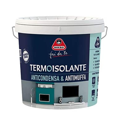 Pittura Termoisolante Antimuffa Anticondensa Fonoassorbente, Idropittura Bianca (0,75 L)