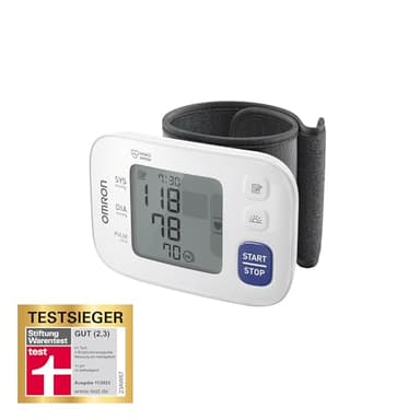 Omron -Misuratore di Pressione da Polso (13, 5–21, 5 cm) RS4 HEM-6181-E, Digitale, Sensore Posizionamento a LED, Tecnologia Intellisense, Cuff Wrap Guide, Rilevazione Ipertensione e Battito Irregolare