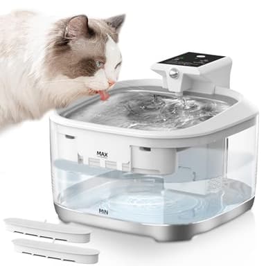 Spofan Fontanella per Gatti Senza Fili, 4 L Automatica Fontana per Gatti Cani con Sensore di Movimento, Alimentato a Batteria 5000mAh, Pompa Silenziosa, Vaschetta in Acciaio inox, 2 Filtri, Senza BPA