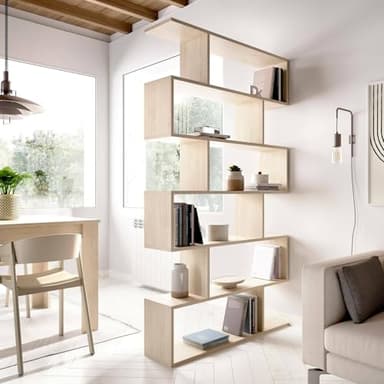 Dmora - Libreria Misma, Scaffale da ufficio multiuso, Mobile biblioteca portalibri a 6 ripiani, 80x25h190 cm, Rovere