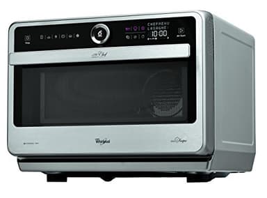 Whirlpool Microonde a libera installazione JT 479 IX Chef Premium termoventilato combinato, 33 litri, Inox, con griglia alta, griglia bassa, piatto Crisp + maniglia