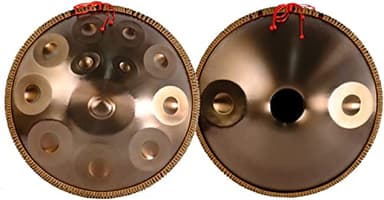Tamburo in Acciaio per handpan da 432 Hz, percussioni per Tamburo per handpan Dorato, Note 9/10/12/14 ''Gold Performer'' da 22 Pollici in re minore con Custodia Morbida per handpan