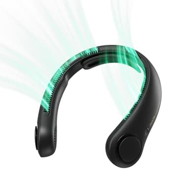 JISULIFE Ventilatore portatile da collo migliorato, supporto per il collo personale a mani libere, regolazione a 5 velocità, 5000 mAh indossabile senza pale silenzioso ricaricabile - Nero