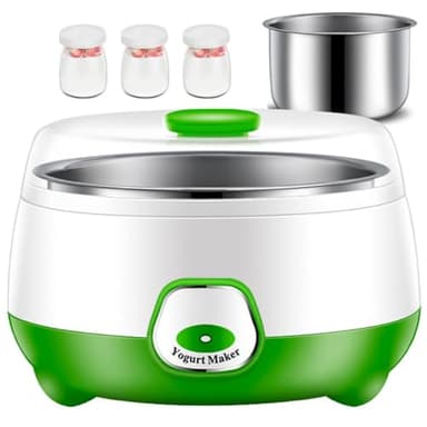 Yogurtiera, Yogurtiera Automatica, Macchina per Yogurtiera da 1 Litro con Contenitore in Acciaio Inossidabile e 3 Tazze di Vetro, Controllo Costante della Temperatura Yogurtiera Fatta in Casa per