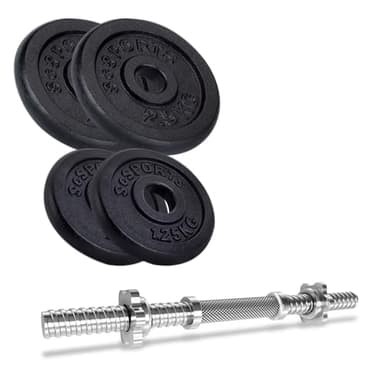 ScSPORTS® Pesi Palestra - 10 kg, Dischi in Ghisa, Regolabili, Ø 30/31 mm - Manubri Componibili, Set Bilanciere da Casa, Set Manubri, Kit Pesi Palestra, Bilancere da Casa