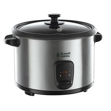 Russell Hobbs Cuociriso - 1,8l - Inserto per cottura a Vapore; Pentola antiaderente Rimovibile; Cucchiaio per riso e misurino; Acciaio Inox; coperchio in vetro, pentola a cottura lenta, 19750-56