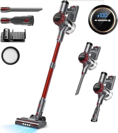 Aspirapolvere Senza Fili 40KPa, Aspirapolvere Senza Fili Mantiene casa, Autonomia 55 Minuti, Batteria Rimovibile, Aspirapolvere spazzola elettrica per Moquette/Peli di Animali Domestici/Pavimenti