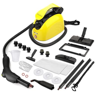 Waitbird Pulitore a vapore multiuso, pulitore a vapore per tutti gli accessori da 21 pezzi, pulitore a vapore portatile e tracolla, pulito, mobili imbottiti, divani, piastrelle, pavimento, finestre