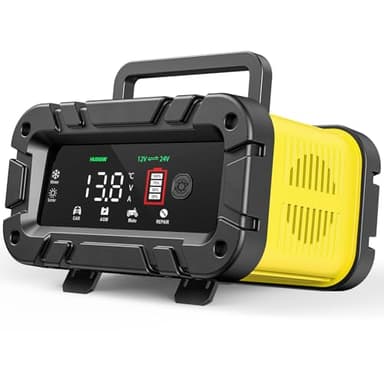 20A Caricabatteria da Auto, Carica Batterie per Auto,20A 12V/24V Multi Protezioni Caricabatteria e Mantenitore,Intelligente Schermo LED Caricabatteria Completamente Automatico per Auto, Moto,Barche.
