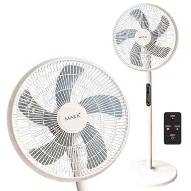 MAKA Ventilatore a Piantana Silenzioso 5 Pale in PVC 39db Basso Consumo 45W Oscillazione Orizzontale Inclinazione Verticale Diametro 40cm Altezza 120 cm 8 Velocità Base 39cm (45 Watt)