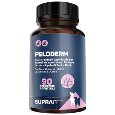 Suprapet Peloderm per Cane e Gatto 90 compresse a base di Biotina, Zinco, Vitamine B, Metionina e Cistina per il Benessere e la lucentezza del Pelo | Mangime Complementare