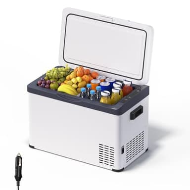 WOLTU Mini Frigo Portatile 30L, 12V/220V Frigorifero Piccolo Elettrico a Compressore con Congelatore, per Auto Casa Campeggio Ufficio, Bianco+Nero